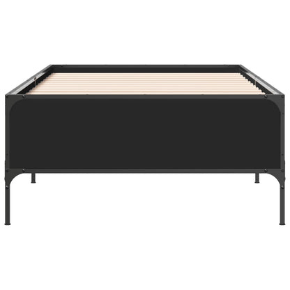 Bed Frame Black 90X190 Cm Single Engineered Wood And Metal