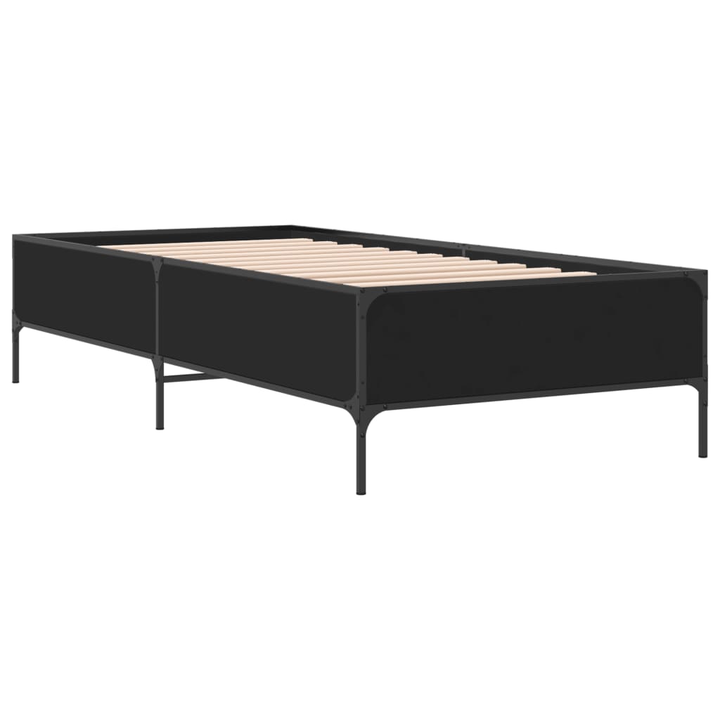 Bed Frame Without Mattress Black 75X190 Cm Small Single