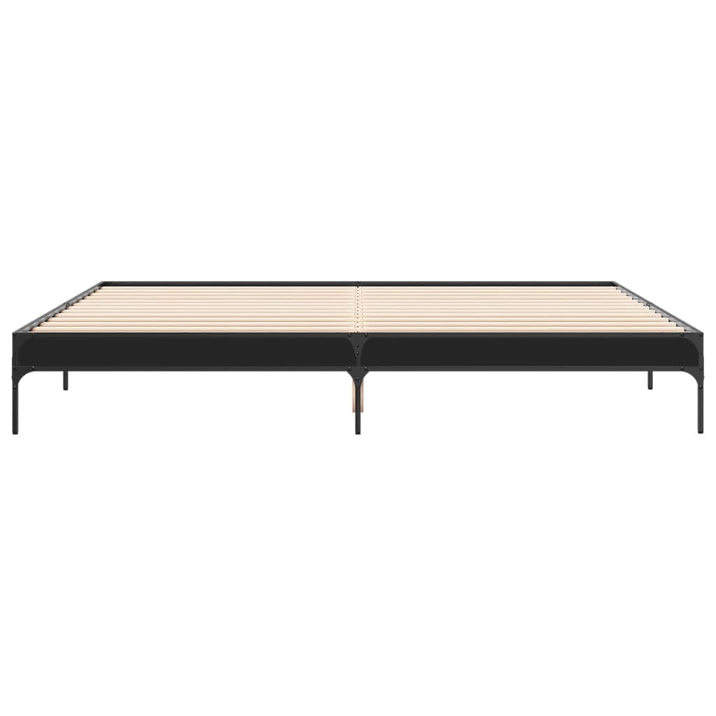 Bed Frame Black 200X200 Cm Engineered Wood And Metal