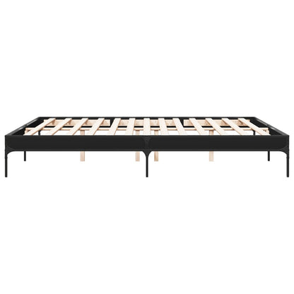 Bed Frame Black 200X200 Cm Engineered Wood And Metal