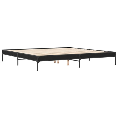 Bed Frame Black 180X200 Cm Super King Engineered Wood And Metal