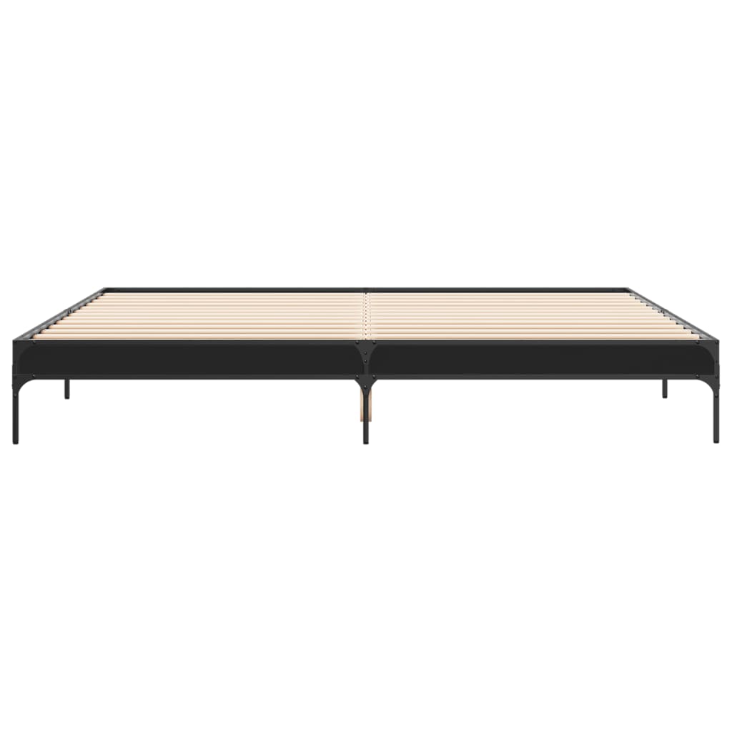 Bed Frame Black 180X200 Cm Super King Engineered Wood And Metal