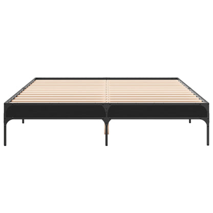 Bed Frame Black 160X200 Cm Engineered Wood And Metal