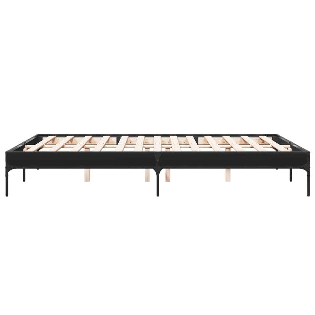 Bed Frame Black 160X200 Cm Engineered Wood And Metal