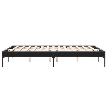 Bed Frame Black 160X200 Cm Engineered Wood And Metal