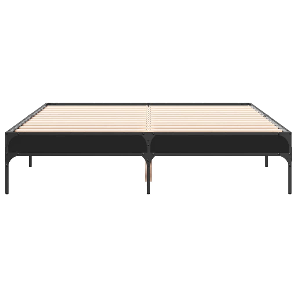 Bed Frame Black 120X200 Cm Engineered Wood And Metal