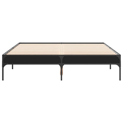 Bed Frame Black 120X200 Cm Engineered Wood And Metal