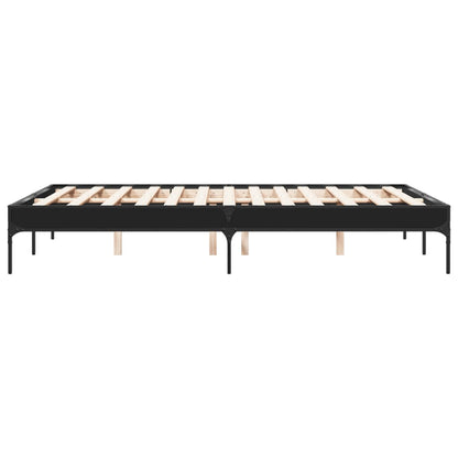 Bed Frame Black 120X200 Cm Engineered Wood And Metal