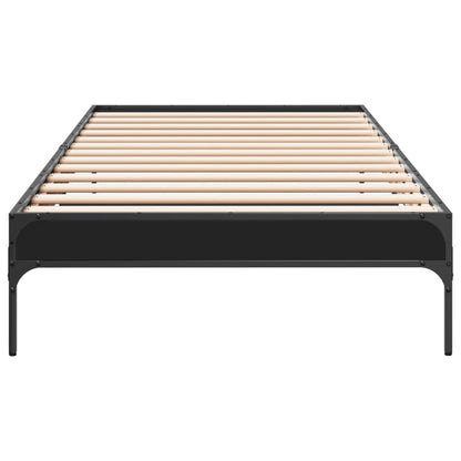 Bed Frame Black 100X200 Cm Engineered Wood And Metal