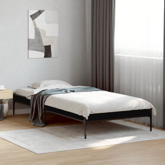 Bed Frame Black 100X200 Cm Engineered Wood And Metal