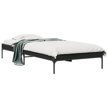 Bed Frame Black 90X200 Cm Engineered Wood And Metal