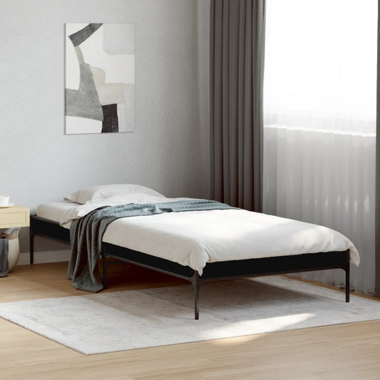 Bed Frame Black 90X200 Cm Engineered Wood And Metal