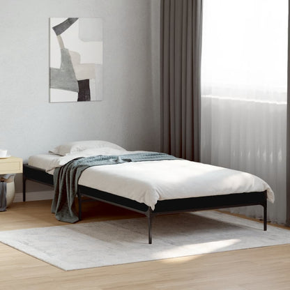 Bed Frame Black 75X190 Cm Small Single Engineered Wood And Metal