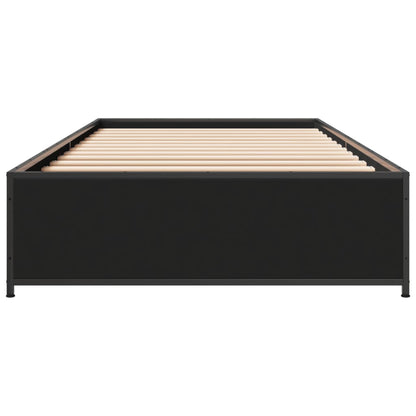 Bed Frame Black 90X190 Cm Single Engineered Wood And Metal