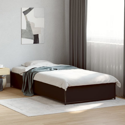 Bed Frame Black 90X190 Cm Single Engineered Wood And Metal