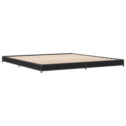 Bed Frame Black 200X200 Cm Engineered Wood And Metal