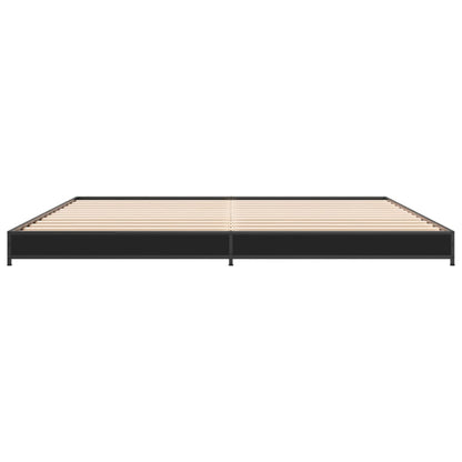 Bed Frame Black 200X200 Cm Engineered Wood And Metal