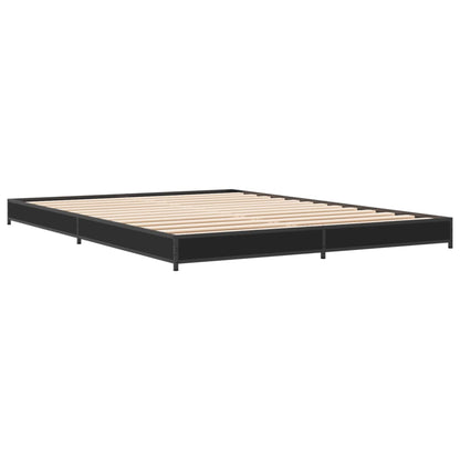 Bed Frame Black 140X200 Cm Engineered Wood And Metal