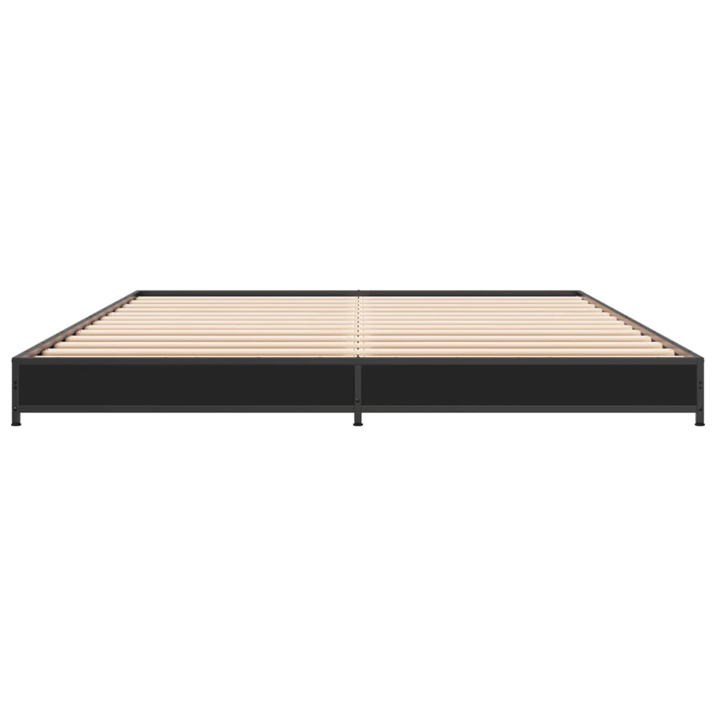 Bed Frame Black 140X200 Cm Engineered Wood And Metal