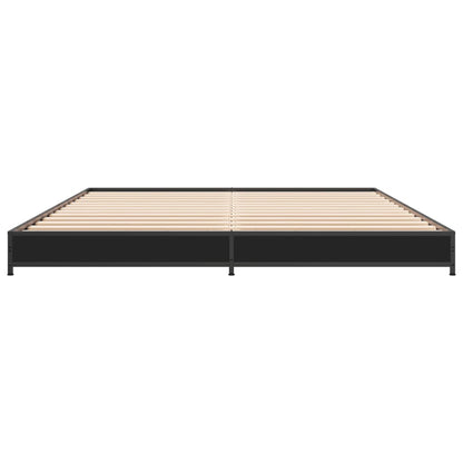 Bed Frame Black 140X200 Cm Engineered Wood And Metal