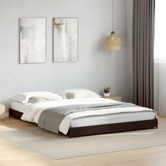 Bed Frame Black 140X200 Cm Engineered Wood And Metal