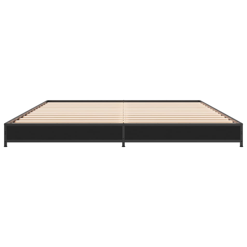 Bed Frame Black 140X190 Cm Engineered Wood And Metal