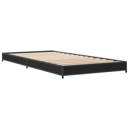 Bed Frame Black 90X200 Cm Engineered Wood And Metal