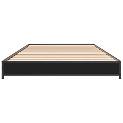 Bed Frame Black 90X200 Cm Engineered Wood And Metal