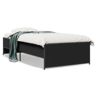 Bed Frame Black 90X200 Cm Engineered Wood And Metal