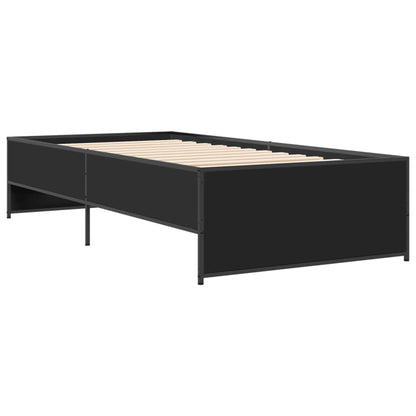 Bed Frame Black 90X200 Cm Engineered Wood And Metal