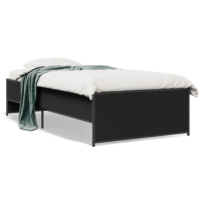 Bed Frame Black 75X190 Cm Small Single Engineered Wood And Metal