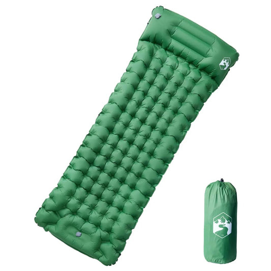 Self Inflating Camping Mattress With Pillow 1-Person Green