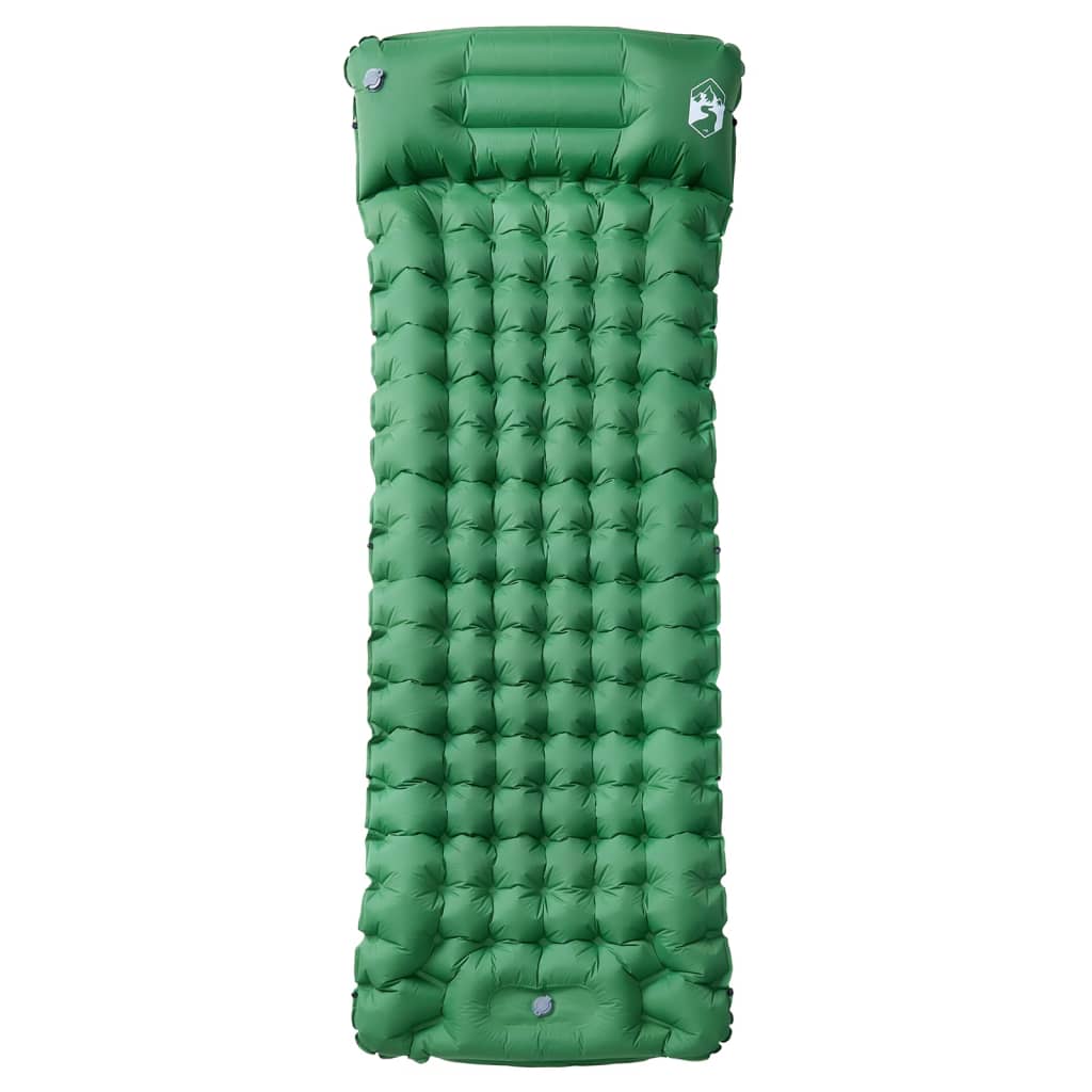 Self Inflating Camping Mattress With Pillow 1-Person Green