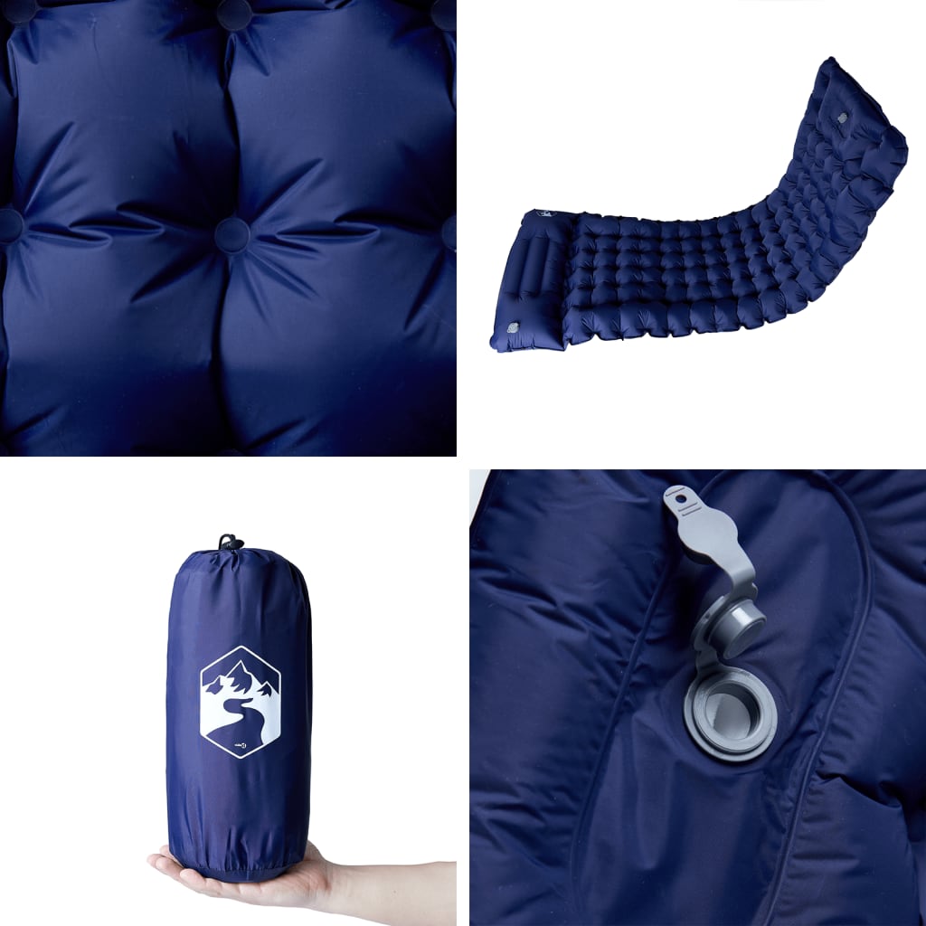 Self Inflating Camping Mattress With Pillow 1-Person Navy Blue