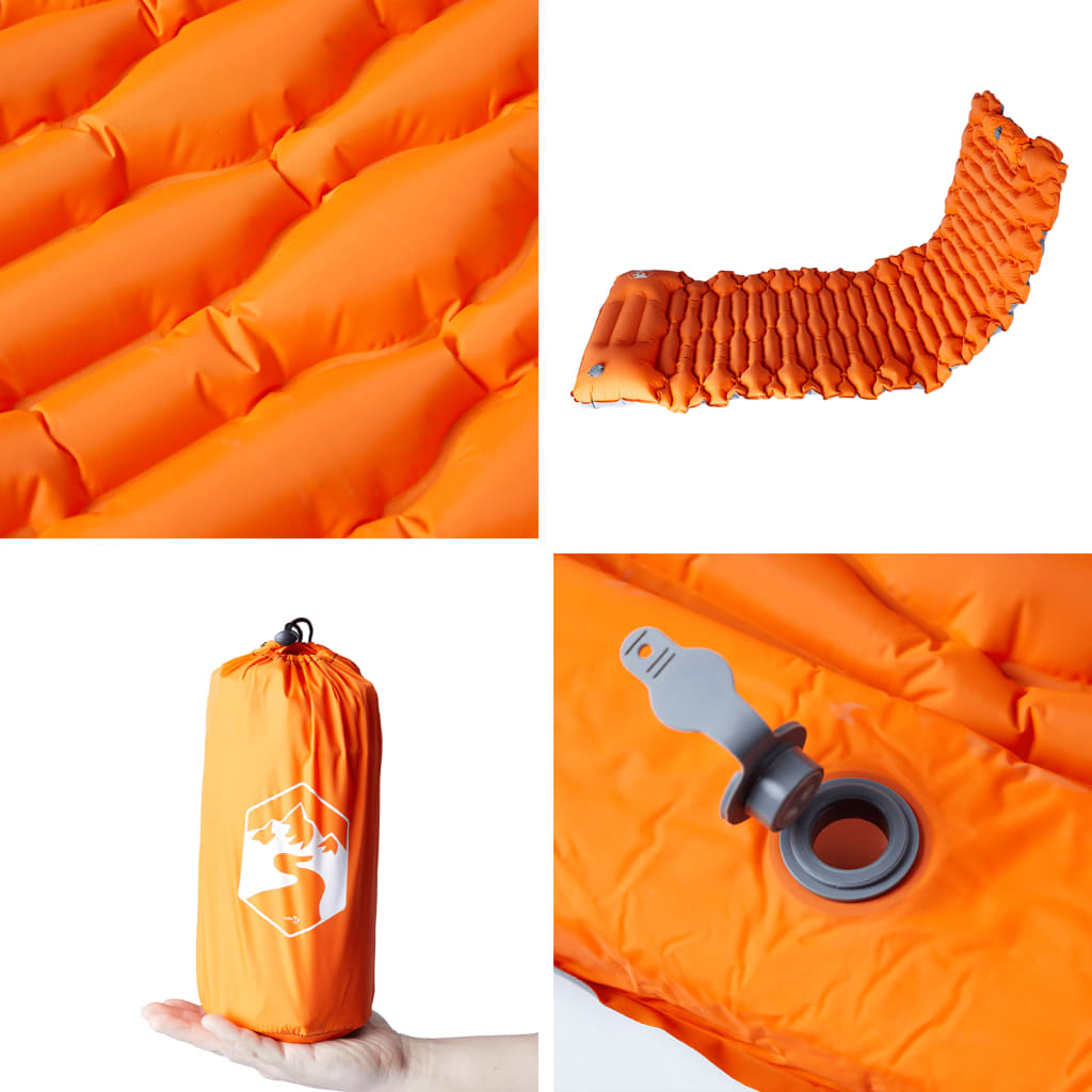 Self Inflating Camping Mattress With Pillow 1-Person Orange