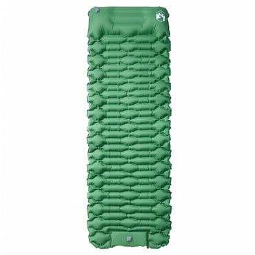 Self Inflating Camping Mattress With Integrated Pillow Green