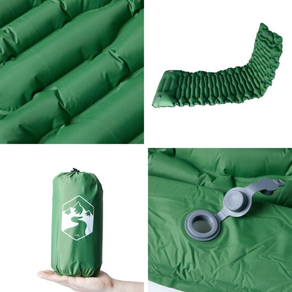 Self Inflating Camping Mattress With Integrated Pillow Green