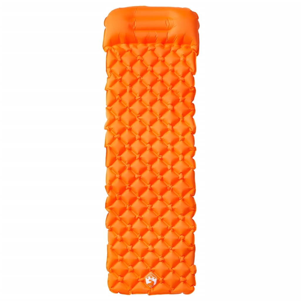 Inflating Camping Mattress With Pillow 1-Person Orange