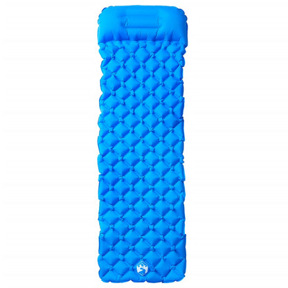 Inflating Camping Mattress With Pillow 1-Person Blue