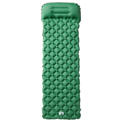 Inflating Camping Mattress With Pillow 1-Person Green