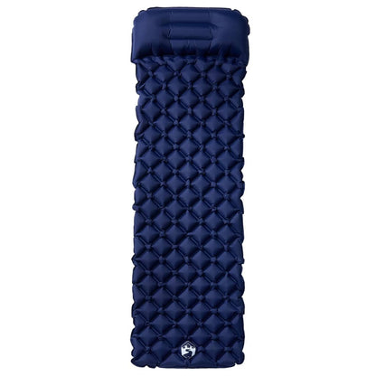 Inflating Camping Mattress With Pillow 1-Person Navy Blue