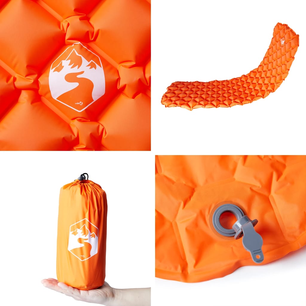 Inflating Camping Mattress 1-Person Orange 190X58X6 Cm