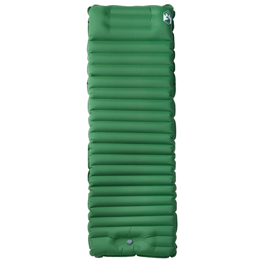 Self Inflating Camping Mattress With Integrated Pillow Green