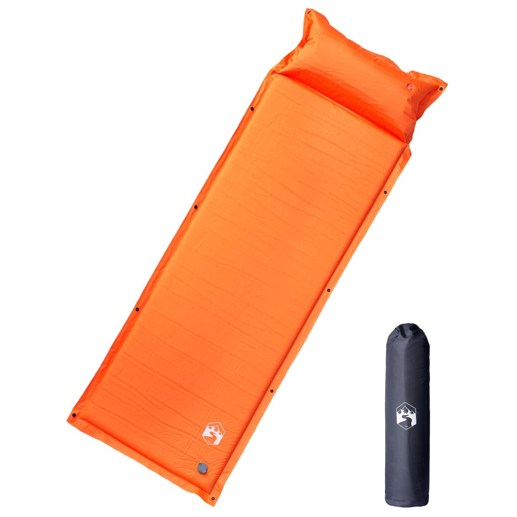 Self Inflating Camping Mattress With Pillow 1-Person Orange