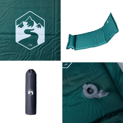 Self Inflating Camping Mattress With Pillow 1-Person Green