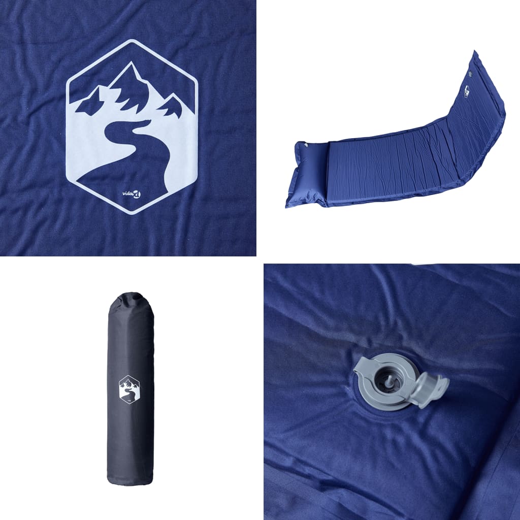 Self Inflating Camping Mattress With Pillow 1-Person Navy Blue