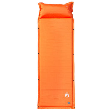 Self Inflating Camping Mattress With Integrated Pillow Orange