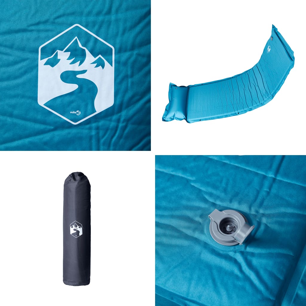 Self Inflating Camping Mattress With Pillow 1-Person Turquoise