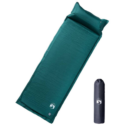 Self Inflating Camping Mattress With Pillow 1-Person Green