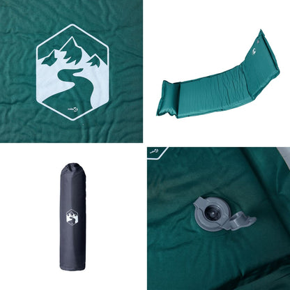 Self Inflating Camping Mattress With Pillow 1-Person Green